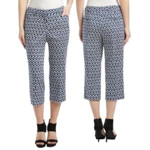 Zac & Rachel Midnight and Off-White Arabesque Capri Cropped Pants Size 12